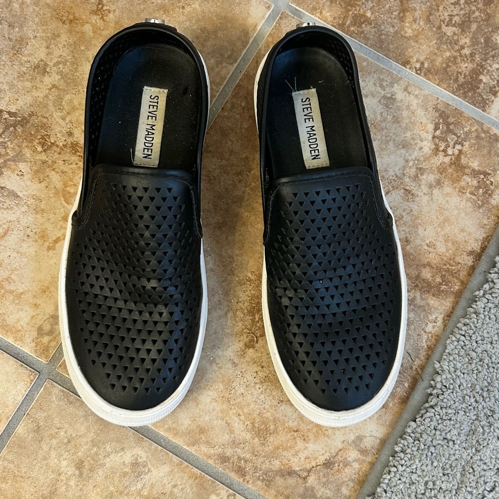 Steve Madden Black Perforated Slip-Ons
